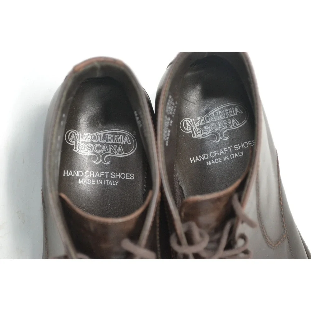 Calzoleria Toscana Handmade Designer Leather Italy‎ Brown Chukka Boots Mens 41